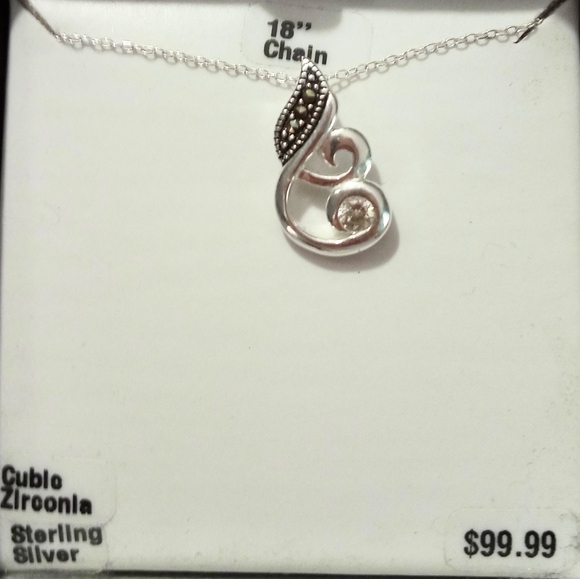 🆕 MARCASITE STERLING SILVER PENDENT & CHAIN - Picture 4 of 4